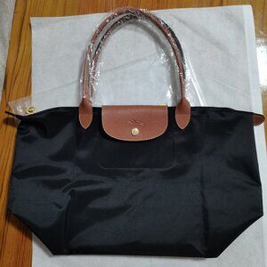 Black Longchamp Le Pliage Nylon Foldable Travel Tote